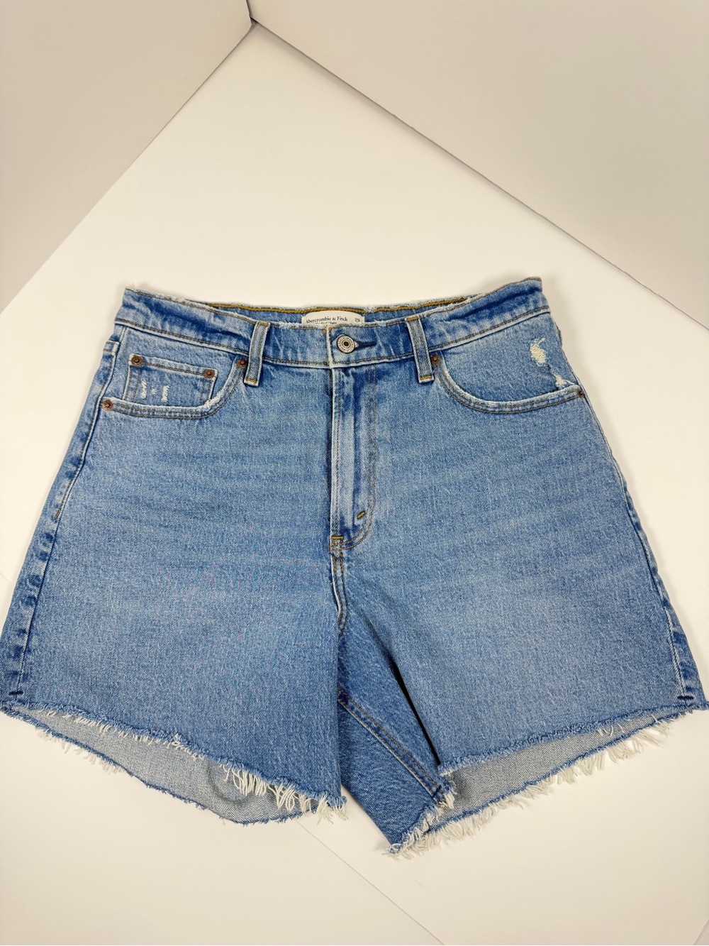 Abercrombie & Fitch Light Blue High-Rise Denim Shorts